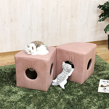 【2個セット】 ペットハウス スツール ペット用 ペット家具 椅子 小屋 トンネル ファブリック 犬 猫 
