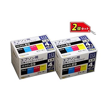 (まとめ)ワールドビジネスサプライ Luna Life エプソン用 互換インクカートリッジ IC4CL69 4本パック×2 お買得セット LN EP69/4P*2PCS×2セット