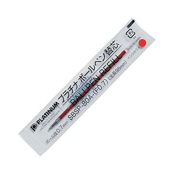 (まとめ) プラチナ 油性ボールペン替芯(なめらかインク) 0.7mm 赤 SBSP-80A(F07)#2 1セット(10本) 【×10セット】