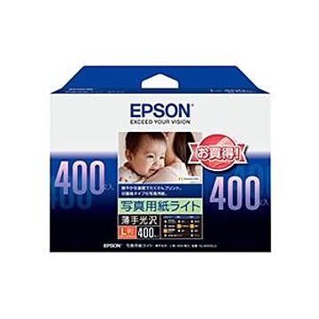 （まとめ） エプソン EPSON 写真用紙ライト＜薄手光沢＞ L判 KL400SLU 1冊（400枚） 【×3セット】