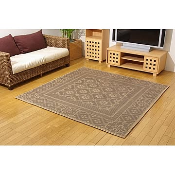 FXカルチャー 麻混カーペット 江戸間2畳 ブラウン 174×174cm ウレタン中材