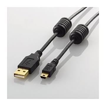 (まとめ)エレコム フェライトコア付きUSB2.0ケーブル U2C-MF05BK【×10セット】