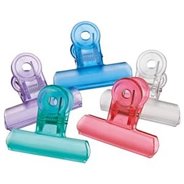 (まとめ) ミツヤ クリアクリップ アクア 中 口幅50mm 5色アソート PCC-5P-AS 1箱(5個：各色1個) 【×10セット】