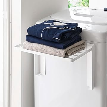  山崎実業 使いやすい高さに開くマグネット洗濯機横折り畳み棚 タワー tower 