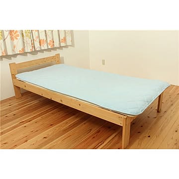 インド綿 オーガニックコットン使用 敷パッド ブルー シングル 100×205cm 綿100%