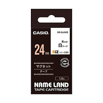 （まとめ） カシオ CASIO ネームランド NAME LAND マグネットテープ 24mm×1.5m 白／黒文字 XR-24JWE 1個 【×3セット】
