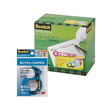 スリーエムジャパン スコッチ メンディングテープ バリューパック（小巻） 巻芯径25mm あとではがせるテープ付き 12巻入
