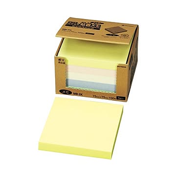 (まとめ) ニチバン ポイントメモ 再生紙 ビジネスパック 75×75mm 5色 MB-2K 1パック(5冊) 【×10セット】