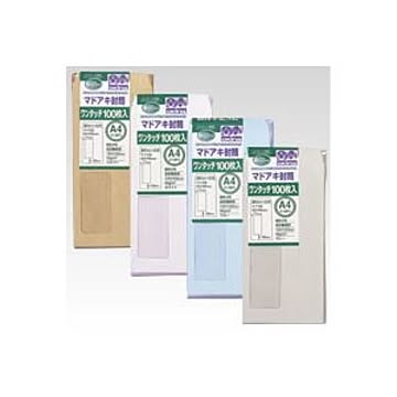 （まとめ） オキナ ワンタッチマドアキ封筒 WT32BU ブルー 100枚入 【×2セット】