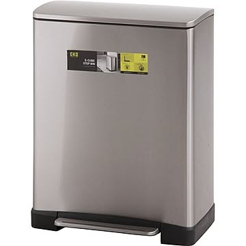 キューブステップビン 28L＋18L 完成品 蓋が閉まる音軽減 ステンレススチール 約幅50cm シルバー