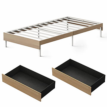 ウッドスチールベッド 引き出しセット シングル SBW01-S／SB-WHK 全2色