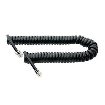 ミヨシ　4極4芯 受話器用カールコード クロス結線 DC-J403/BK　ブラック 【10本セット】