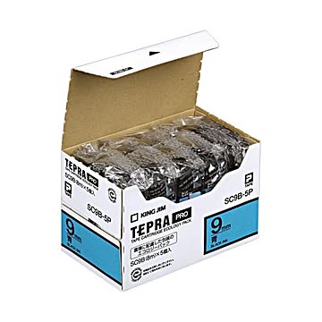 (まとめ）キングジム テプラ PRO テープカートリッジ パステル 9mm 青/黒文字 エコパック SC9B-5P 1パック(5個)【×3セット】