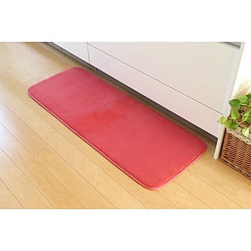 ローズ無地キッチンマット 低反発ウレタン12mm 約45×120cm 洗える 防滑加工