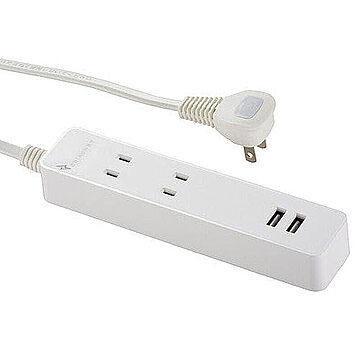 オーム電機 OHM USB付テーブルタップ 2個口 3m 白 HS-TU23N80W 管理No. 4971275027800