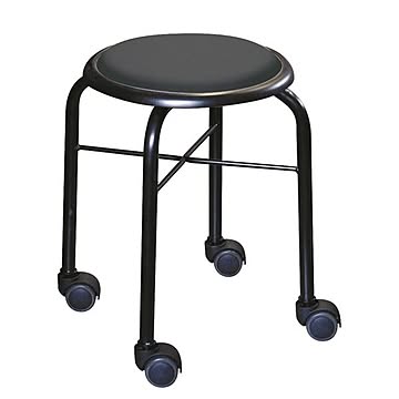 ボン 日本製 スチールパイプ スタッキングチェア 4脚セット ブラック 幅32cm キャスタースツール
