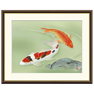 額絵 遊鯉 田村竹世 61x49.5cm 三幸