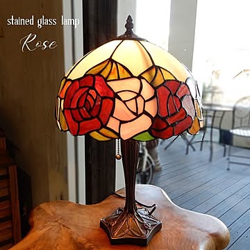 ステンドガラスランプ ローズ 薔薇