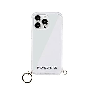 PHONECKLACE ストラップ用リング付きクリアケース for iPhone 13 Pro ゴールドチャーム PN21611i13PGD