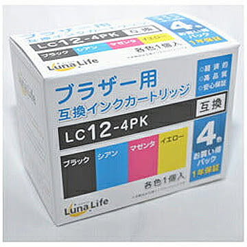 ブラザー用 互換インクカートリッジ LC12-4PK 4本パック　LN BR12/4P 管理No. 4582458921886