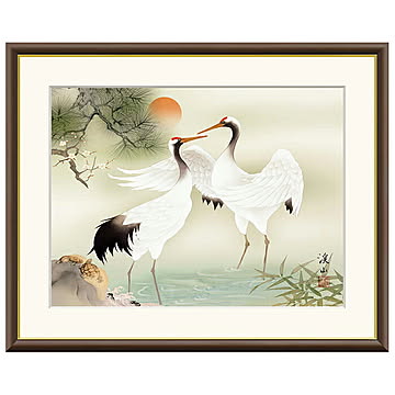 額絵 松竹梅鶴亀 伊藤渓山 42x34cm 三幸