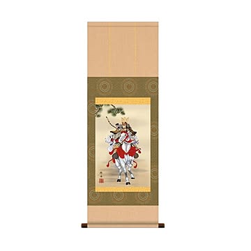 【節句掛軸】【祝い掛軸】こどもの日(端午の節句)掛け軸 ■長江桂舟 端午の節句(子どもの日)掛軸「白馬武者」