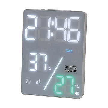SLOWER スロウワー LED THERMO ALERT CLOCK Azul LEDサーモアラートクロック アズール  / デジタル表示 室温アラート 月日表示 曜日表示 室温表示 置時計