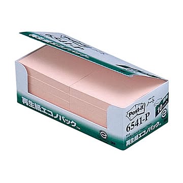 （まとめ） 3M ポスト・イット エコノパックノート 再生紙 75×75mm ピンク 6541-P 1パック（10冊） ×5セット