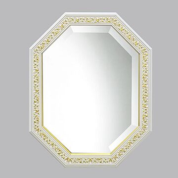 鏡 壁掛け イタリア製 八角ミラー Mirror ホワイト＆ゴールド