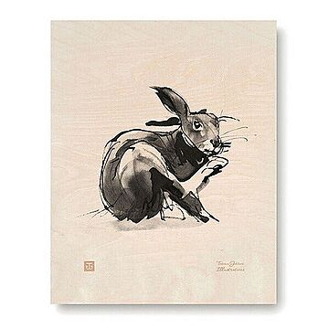 木のポスター Teemu Jarvi 24x30 EUROPEAN HARE ウサギ POWFG-EH2