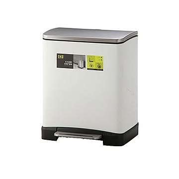 キューブステップビン ステンレススチール 10＋9L 約幅36.6cm 音軽減ホワイト 完成品
