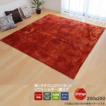 イケヒコ・コーポレーション シャギー調ラグ ラルジュ オレンジ 約200×250cm 3958709