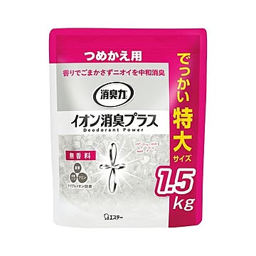 （まとめ） エステー 消臭力クリアビーズ イオン消臭プラス 特大 つめかえ 無香料 【×3セット】