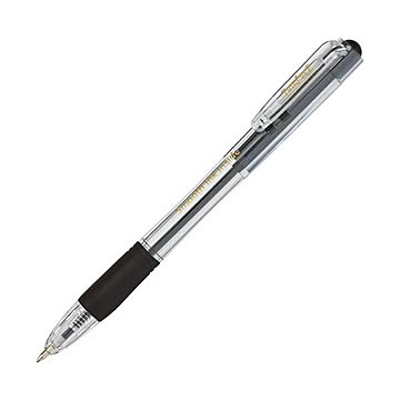 TANOSEE ノック式なめらかインク油性ボールペン グリップ付 0.7mm 黒（軸色：クリア）1セット（100本：10本×10パック）