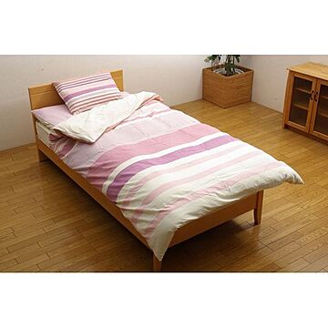 掛け布団カバー 寝具 ストライプ柄 ピンク シングル 150×210cm 洗える 表地：インド綿100％ オールシーズン対応 ベッドルーム
