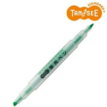 （まとめ）TANOSEE キャップが外しやすい蛍光ペン ツイン 緑×10本