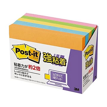 (まとめ) 3M ポストイット 強粘着ノート 75×100mm ネオンカラー5色 657-5SSAN 1パック（5冊）  【×10セット】