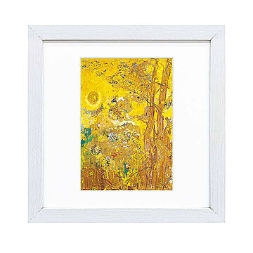 Odilon Redon（オディロン ルドン） 黄色い背景の木々 アートポスター（フレーム付き） m11517