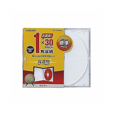 (まとめ)エレコム Blu-ray/DVD/CDケース(標準/PS/1枚収納) CCD-JSCN30WH×2セット