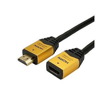 (まとめ)HORIC HDMI延長ケーブル 2.0m ゴールド HDMF20-036GD【×5セット】