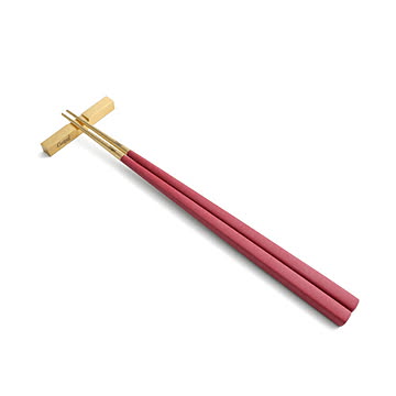 クチポール クーベ 箸 + 箸置きセット レッドマットゴールド Cutipol KUBE [ネコポス対応可(15セットまで)]
