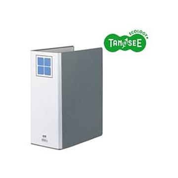 （まとめ）TANOSEE 両開きパイプ式ファイルE A4タテ 100mmとじ グレー 10冊