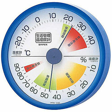 EMPEX 生活管理 温度・湿度計 壁掛用 TM-2416 クリアブルー 管理No. 4961386241608