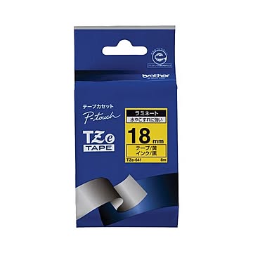(まとめ) ブラザー BROTHER ピータッチ TZeテープ ラミネートテープ 18mm 黄／黒文字 TZE-641 1個 【×10セット】