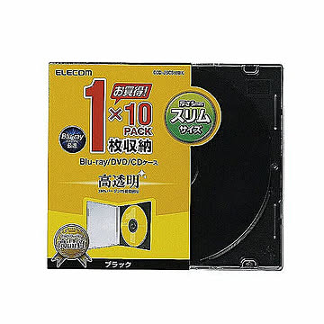エレコム　Blu-ray/DVD/CDケース(スリム/PS/1枚収納)　CCD-JSCS10BK 管理No. 4953103400115