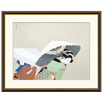 額絵 牡丹雪 上村松園 42x34cm 三幸