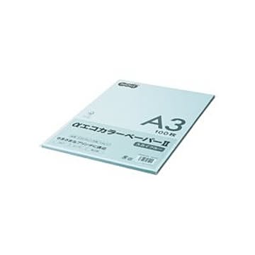 （まとめ） TANOSEE αエコカラーペーパーII A3 スカイブルー 少枚数パック 1冊（100枚） 【×5セット】
