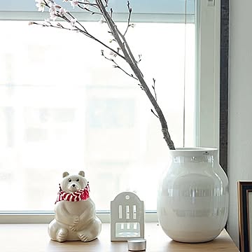 Kahler オマジオ フラワーベース 高さ20cm パール