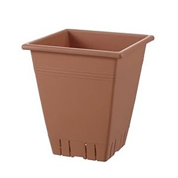 24個セット 植木鉢/プランター 26型 ブラウン 幅26cm 通気性 排水性 サイドスリット付 リッチェル ネバール角