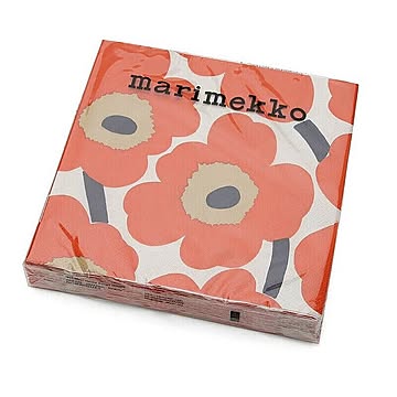 マリメッコ ペーパーナプキン ウニッコ クリームレッド 33x33cm 20枚入り marimekko UNIKKO